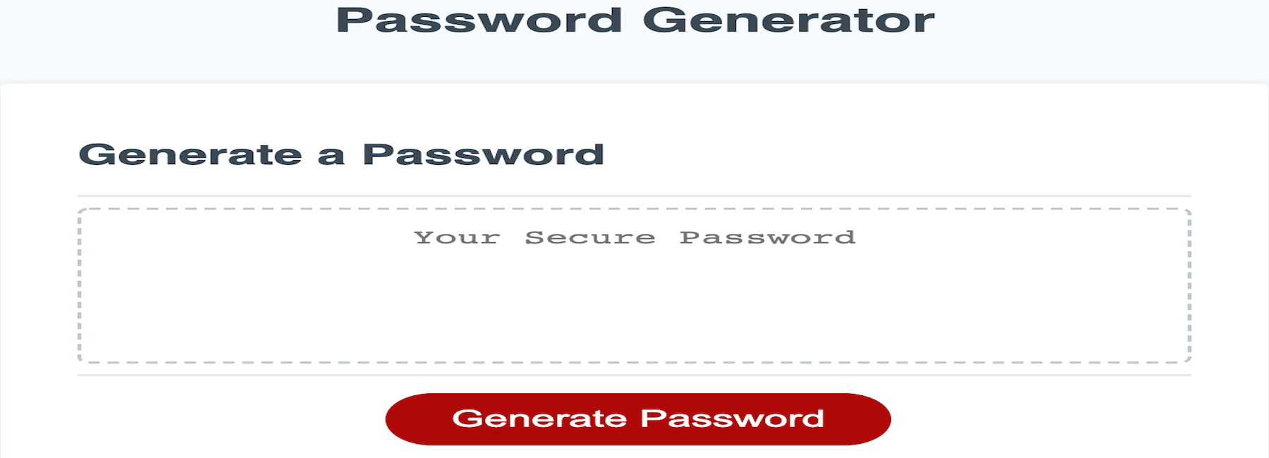 Screenshot of the Password Generator website